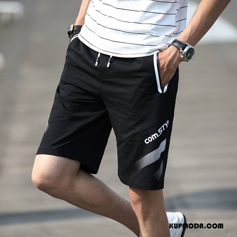 Casualowe Spodnie Męskie Plażowe Szerokie Slim Fit Tendencja Męska Szorty Czarny