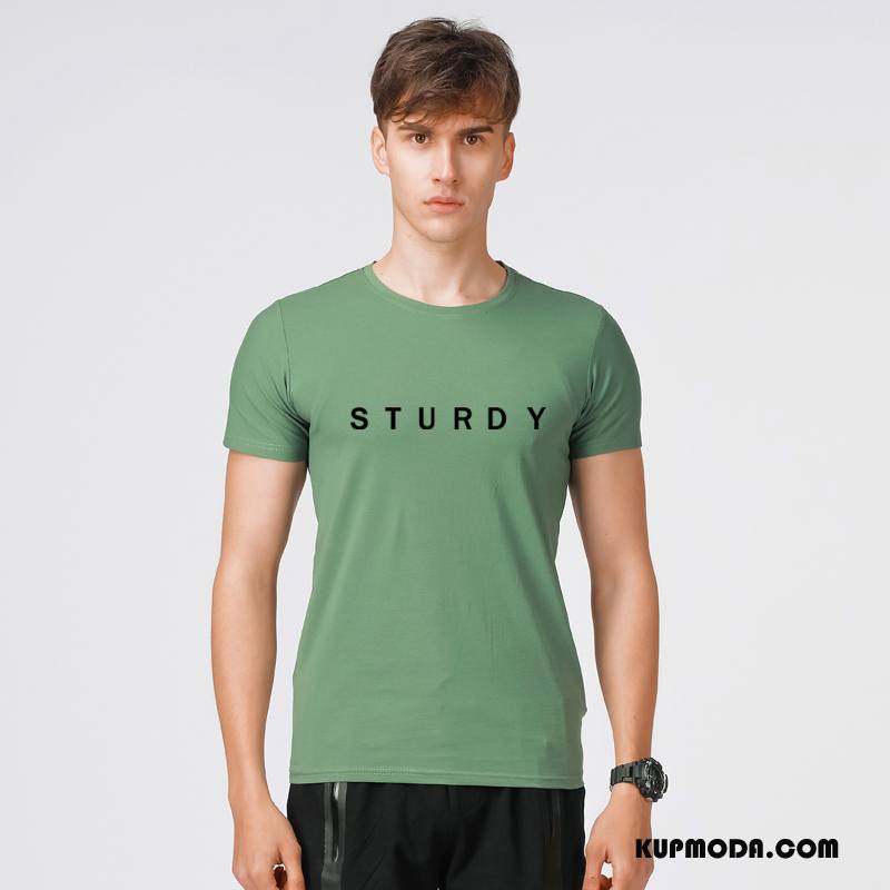 Koszulki Męskie Wiosna Tendencja Lato Krótki Rękaw Moda Rękawy Jasny Zielony