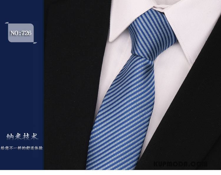 Krawat Męskie W Paski Męska Sukienka Jedwab 7 Cm Kolor Niebieski Czarny
