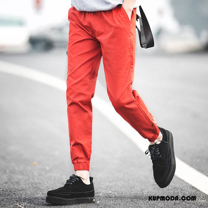 Casualowe Spodnie Męskie Nowy Tendencja Ołówkowe Spodnie Slim Fit Młodzież Męska Oranż Czarny Czerwony