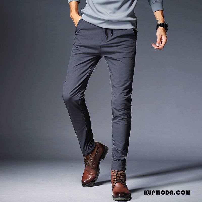 Casualowe Spodnie Męskie Slim Fit Jesień Ołówkowe Spodnie Spodnie Dresowe Sznurowane Męska Czysta Szary