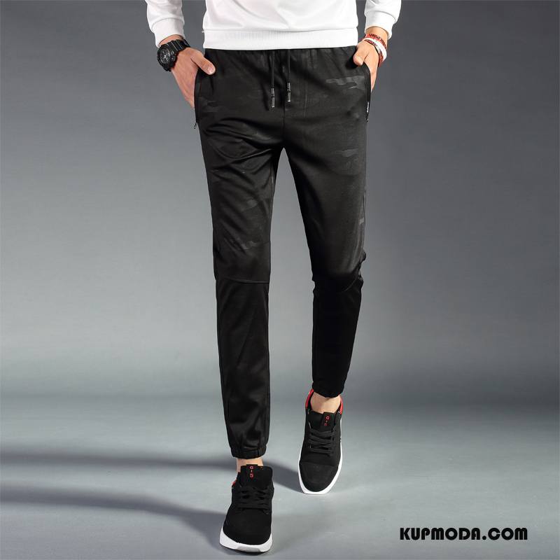 Casualowe Spodnie Męskie Tendencja Slim Fit Spodnie Dresowe Ołówkowe Spodnie Męska Wiosna Kamuflaż Czarny