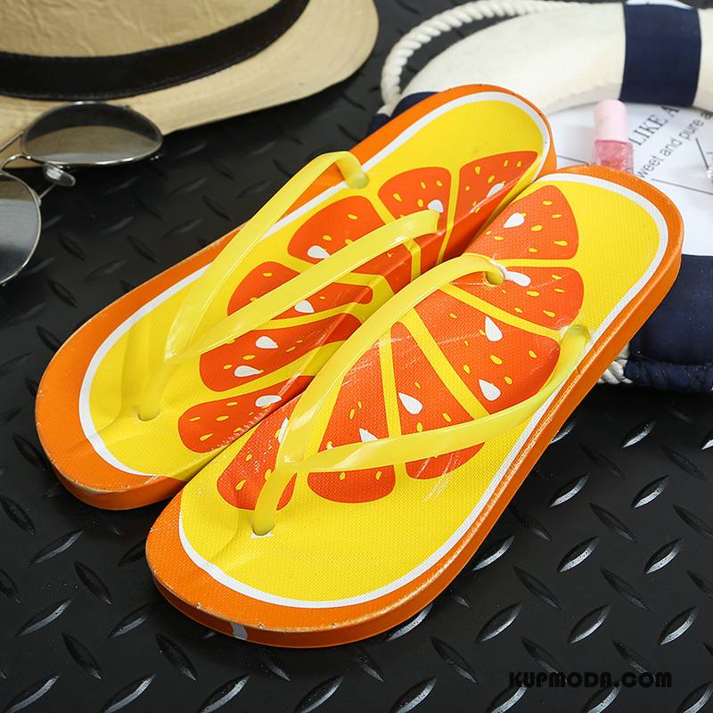 Japonki Damskie Buty Plażowe Antypoślizgowe Damska Płaskie Pomarańczowy