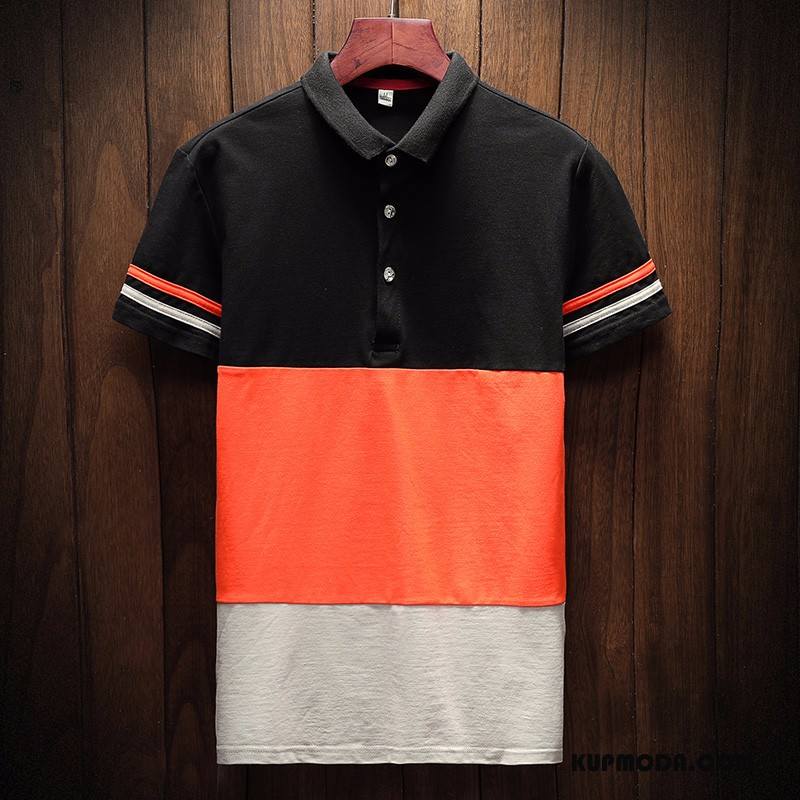 Koszulka Polo Męskie Męska Butik Slim Fit Nowy Krótkie Moda Pomarańczowy