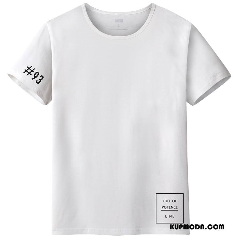Koszulki Męskie Krótki Rękaw Nowy Topy Podkoszulek T-shirt Slim Fit Biały