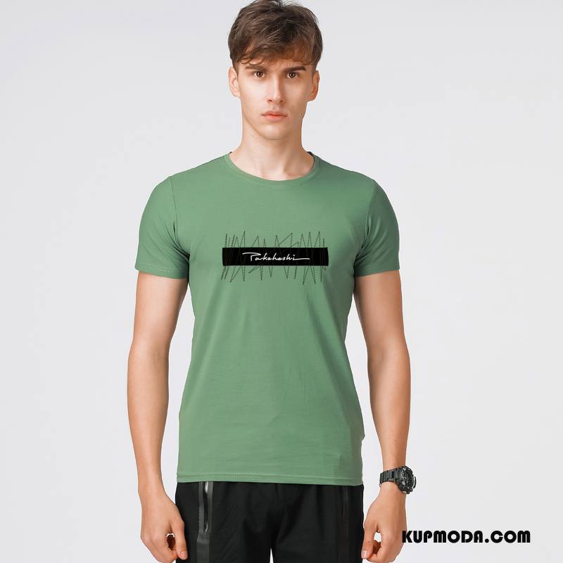 Koszulki Męskie Krótki Rękaw Nowy Wiosna Męska Rękawy Moda Zielony