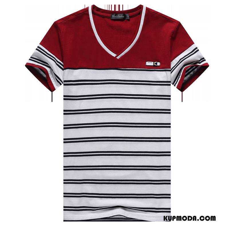 Koszulki Męskie Męska Lato Młodzież T-shirt Oddychające Bawełna Biały Czerwony