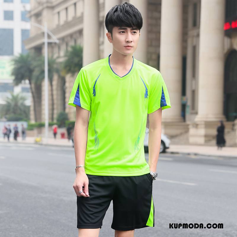 Koszulki Męskie Oddychające Wiosna Pasować Moda Fitness Popularny Zielony