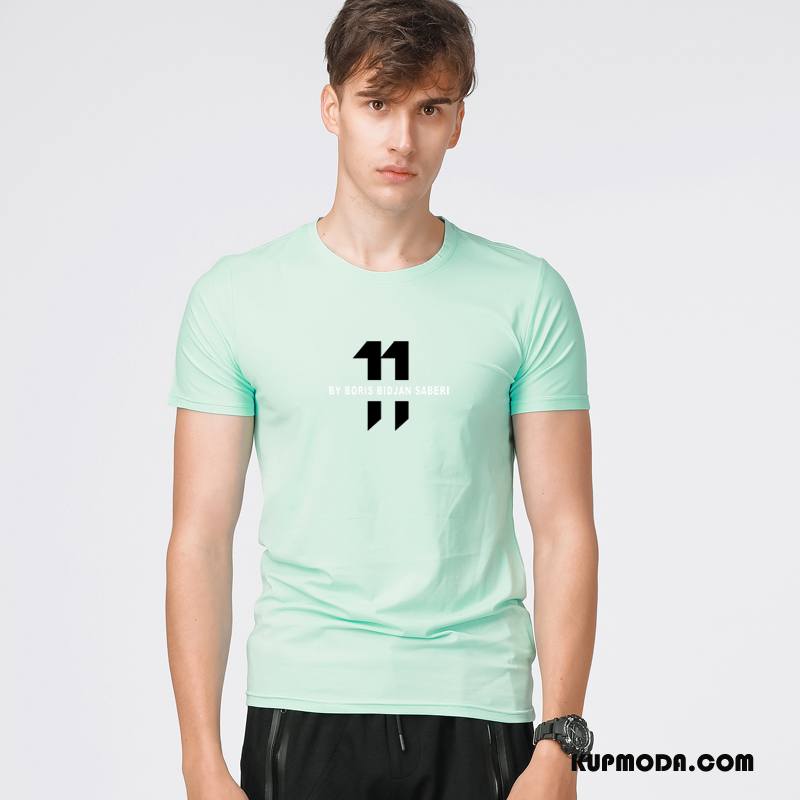 Koszulki Męskie Rękawy Moda Nowy Lato Tendencja Wiosna Jasny Zielony