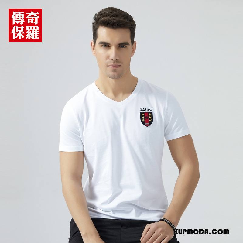 Koszulki Męskie T-shirt Lato Bawełna Męska Nowy 2018 Czysta Biały