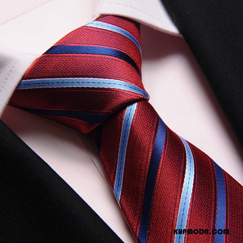 Krawat Męskie Jednolity Kolor Jedwab Biznes Oryginalne Ślubna Ukośne Paski Czerwony