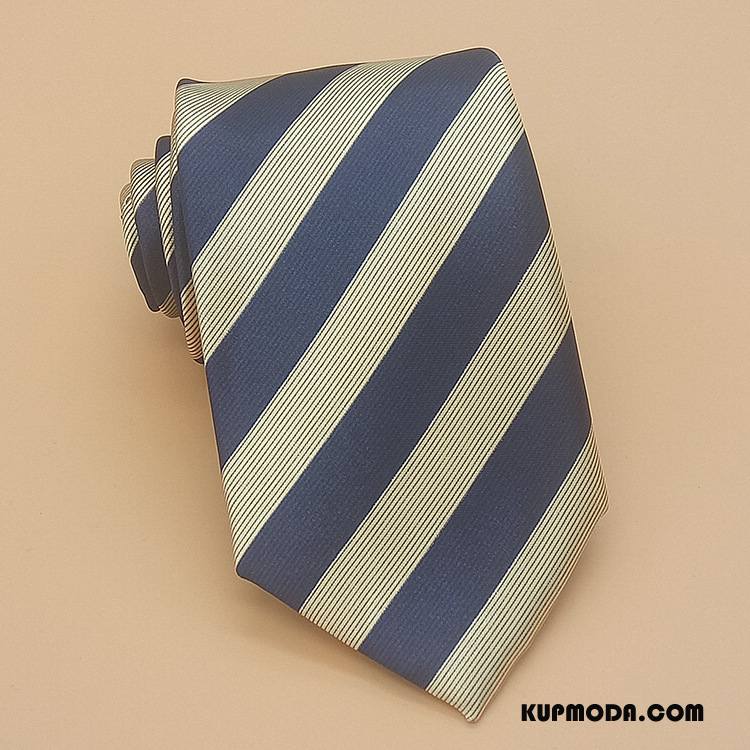 Krawat Męskie Z Pracy Męska Biznes W Paski Jedwab Klasyczny Niebieski