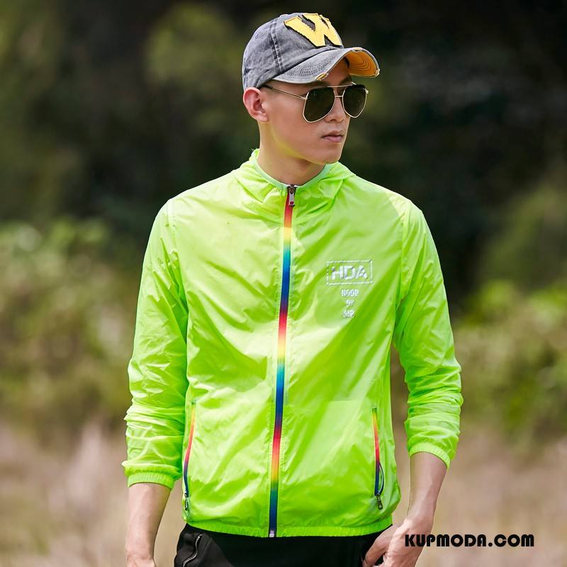 Kurtki Męskie Sun Odzież Ochrona Outdoor Męska Nowy Oddychające Ochrona Przed Słońcem Fluorescencja Fioletowy Zielony