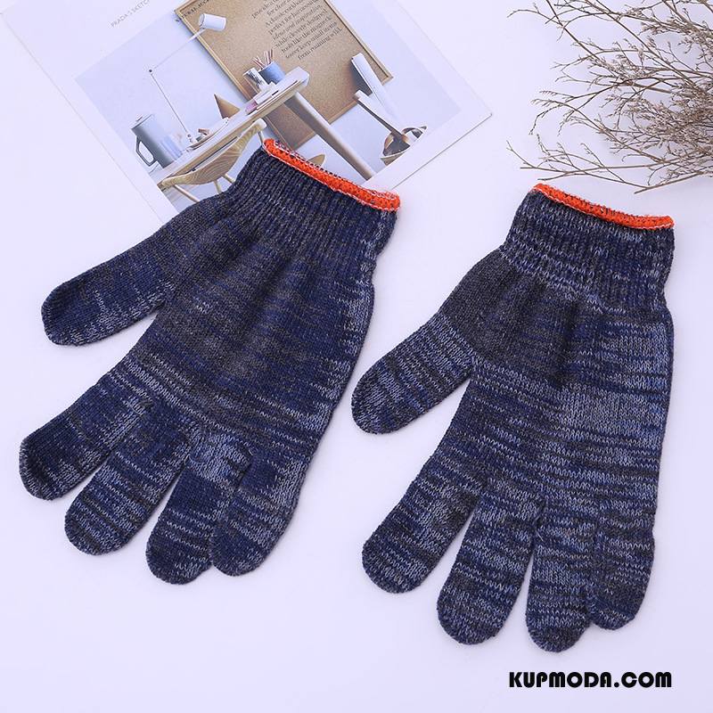 Rękawiczki Męskie Dobrze Outdoor Z Bawełny Męska Utrzymuj Ciepło Odporne Na Zużycie Ciemno Niebieski