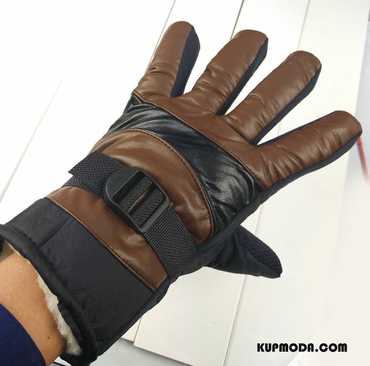 Rękawiczki Męskie Męska Dla Grubych Długie Outdoor Utrzymuj Ciepło Antypoślizgowe Brązowy