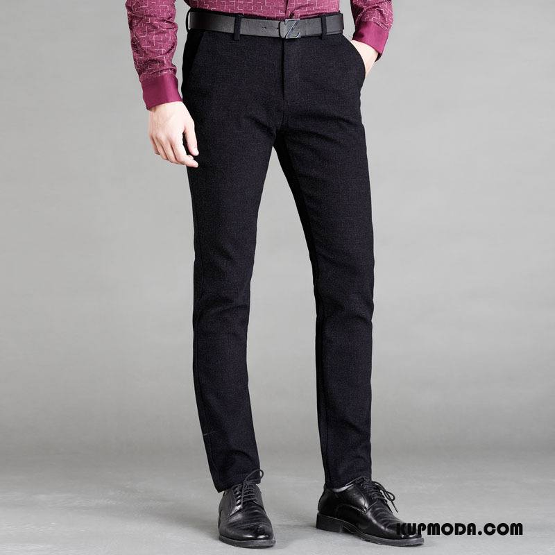 Spodnie Garniturowe Męskie Casualowe Spodnie Jesień Elastyczne Męska Nowy Młodzież Czarny