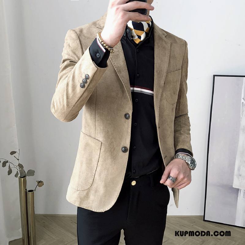 Blezer Męskie Męska Casual Slim Fit Młodzież Tendencja Marynarka Szary Czerwony