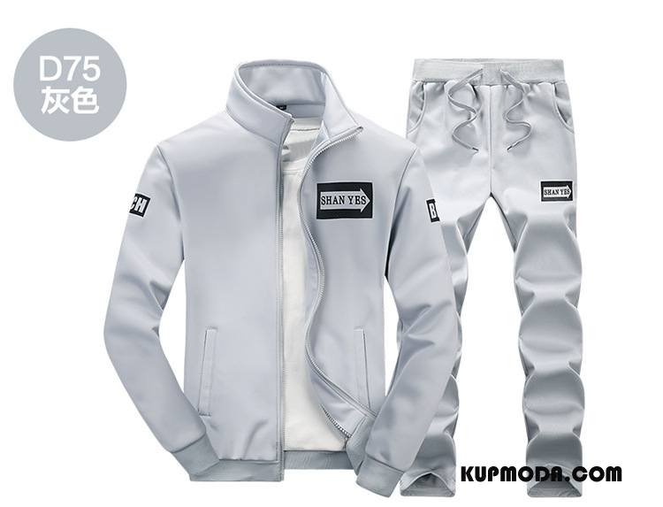 Bluza Z Kapturem Męskie Dwa Kawałki Casual Pasować Długi Rękaw Sportowe Męska Biały Czarny