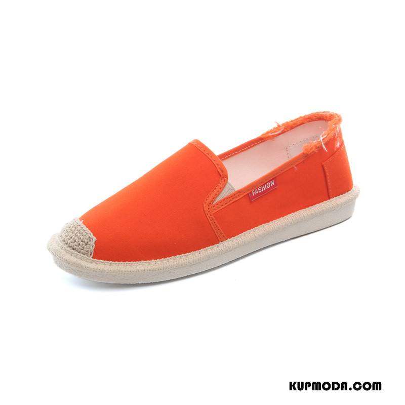 Buty Casualowe Damskie Canvas Student Lato Płótno Slip On Płaskie Pomarańczowy