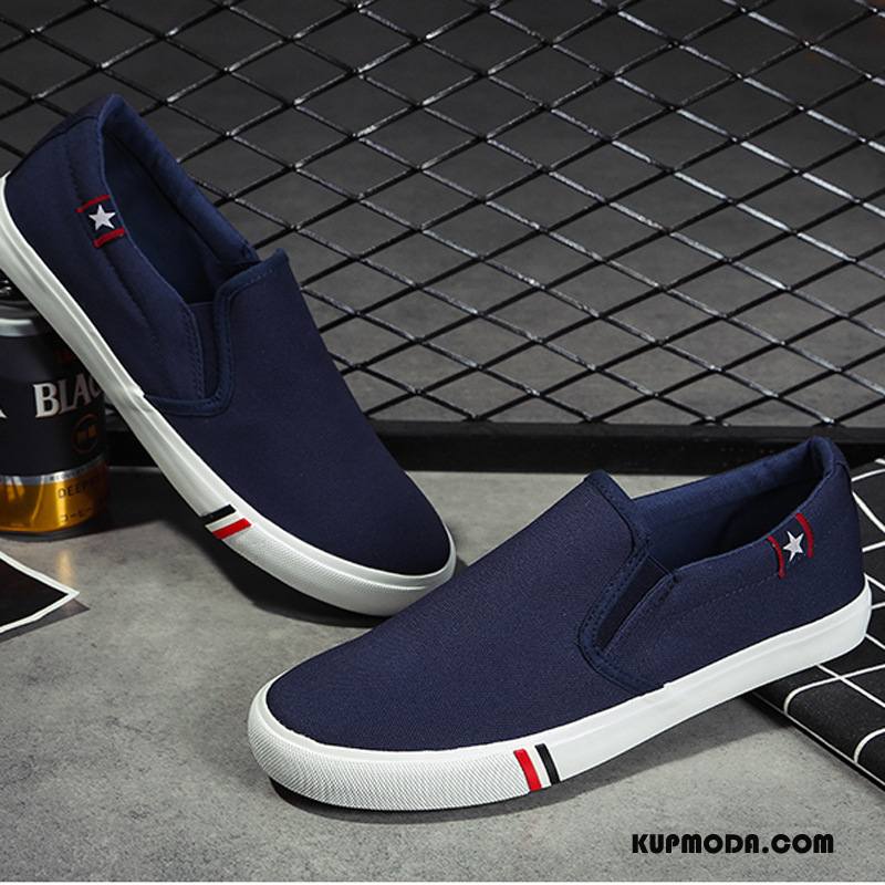 Buty Casualowe Męskie Student Canvas Tendencja Slip On Męska Biały