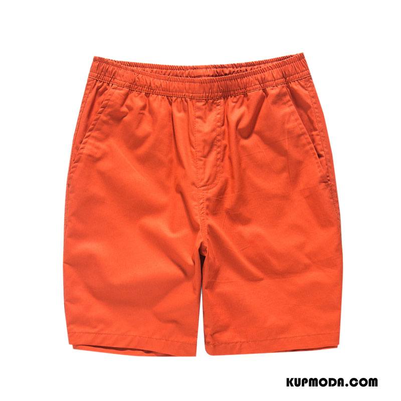 Casualowe Spodnie Męskie Lato Szorty Plażowe Elastyczne Zakochani Proste Oranż Czerwony