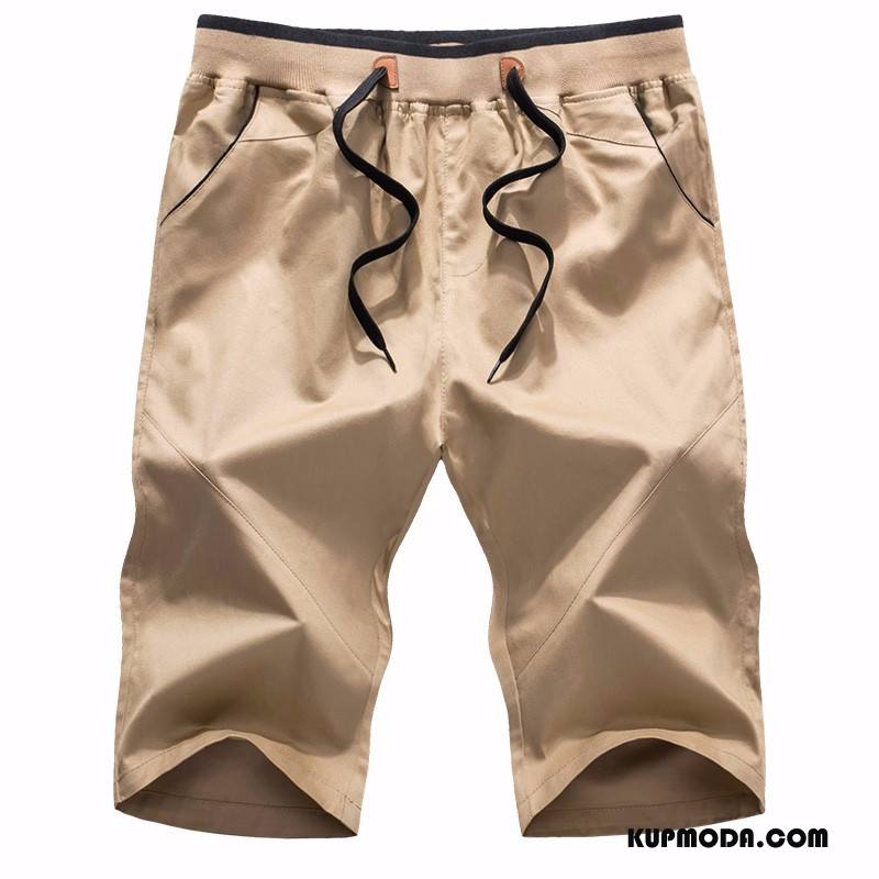 Casualowe Spodnie Męskie Męska Lato Plażowe Bawełna Moda Khaki Czysta