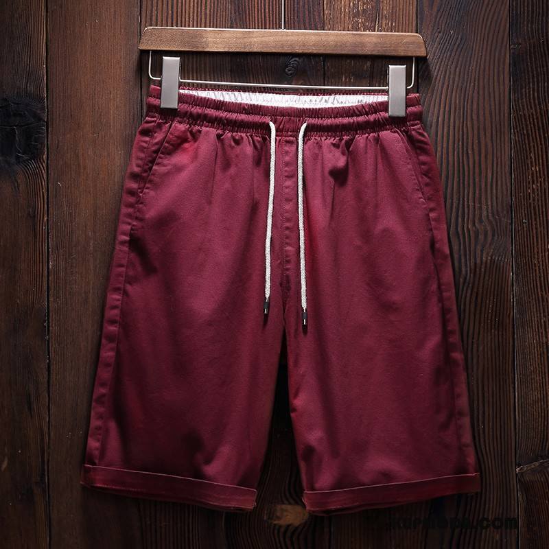 Casualowe Spodnie Męskie Slim Fit Duże Szorty Moda Tendencja Męska Burgund