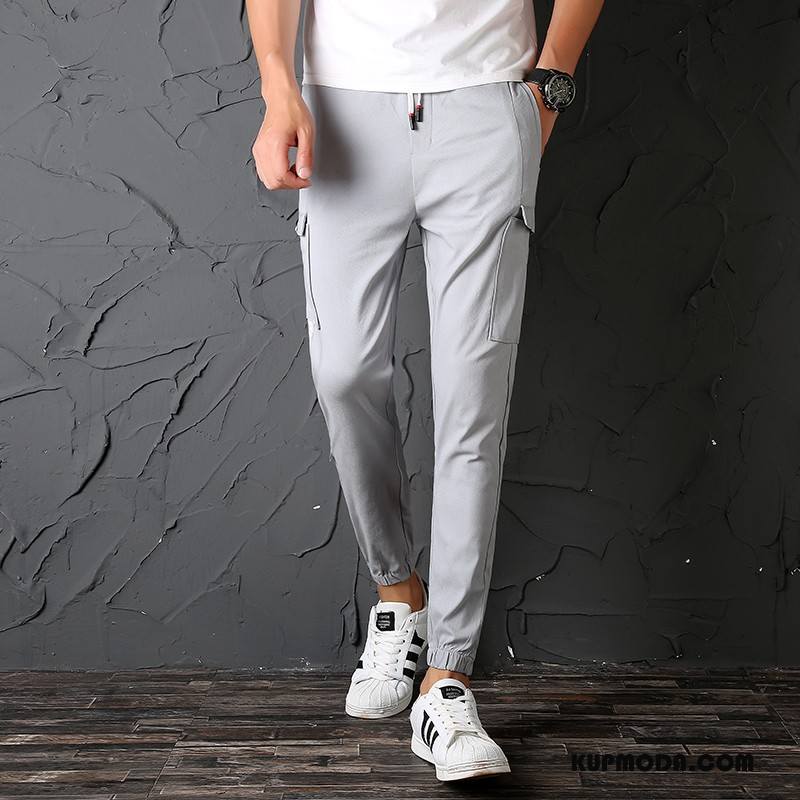 Casualowe Spodnie Męskie Tendencja Męska Proste Ołówkowe Spodnie Slim Fit Spodnie Dresowe Szary