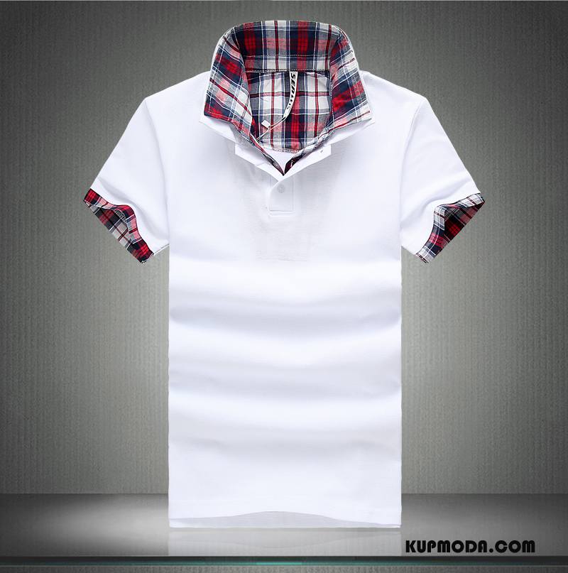 Koszulka Polo Męskie Krótki Rękaw Slim Fit T-shirt Klapa Lato Z Bawełny Czysta Czarny