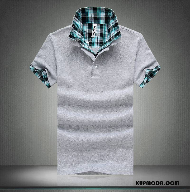 Koszulka Polo Męskie Krótki Rękaw Slim Fit T-shirt Klapa Lato Z Bawełny Czysta Czarny