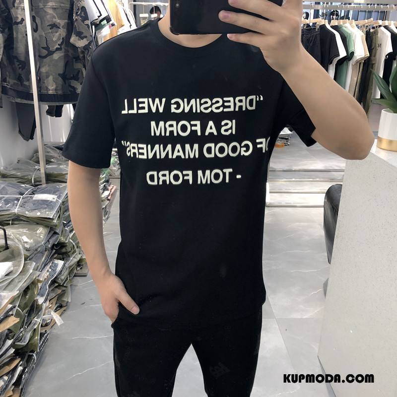 Koszulki Męskie Nowy Męska Krótki Rękaw Okrągły Dekolt Witalność Moda Szary