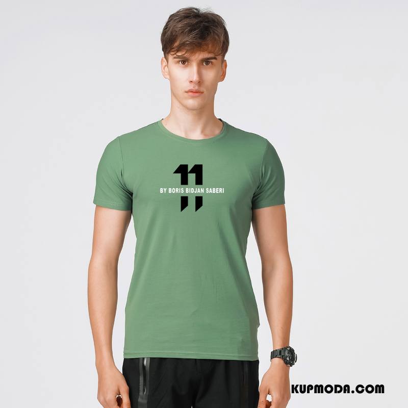 Koszulki Męskie Rękawy Moda Nowy Lato Tendencja Wiosna Jasny Zielony