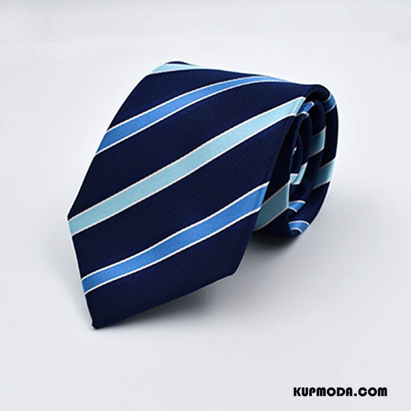 Krawat Męskie Męska Wysoka Jakość W Paski Biznes Garnitury Z Pracy Niebieski