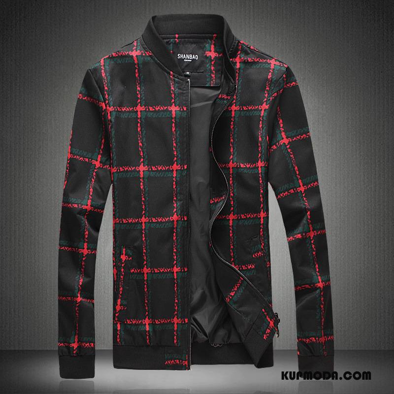 Kurtki Męskie Płaszcz Casual Osobowość Męska Slim Fit Moda Czarny