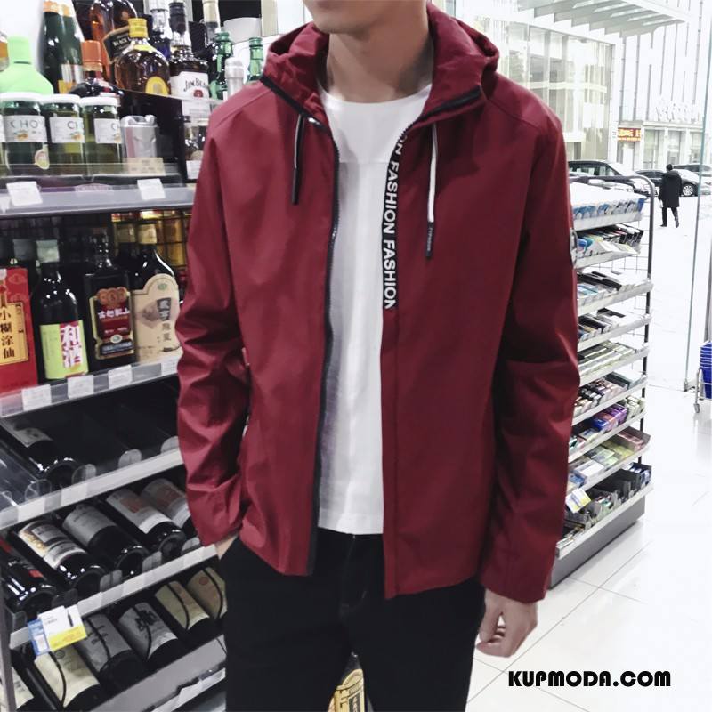 Kurtki Męskie Płaszcz Piękny Baseball Casual Slim Fit Nowy Burgund