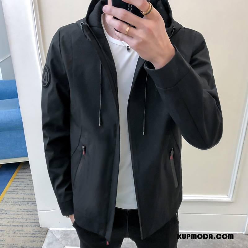 Kurtki Męskie Slim Fit 2018 Casual Kurtka Wiosna Płaszcz Szary