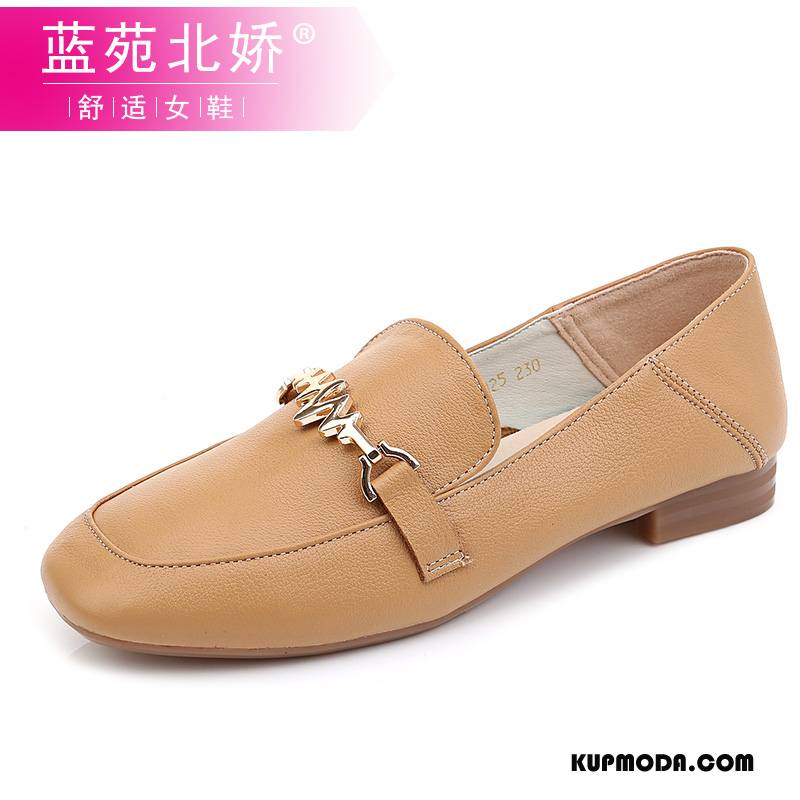 Mokasyny Damskie Buty Żeglarskie Casual Loafers Slip On Prawdziwa Skóra Skórzane Buty Żółty