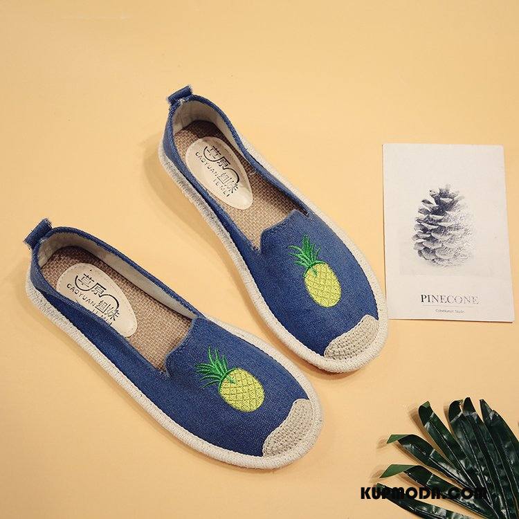 Mokasyny Damskie Casual Canvas Loafers Buty Płaskie Słoma Proszek