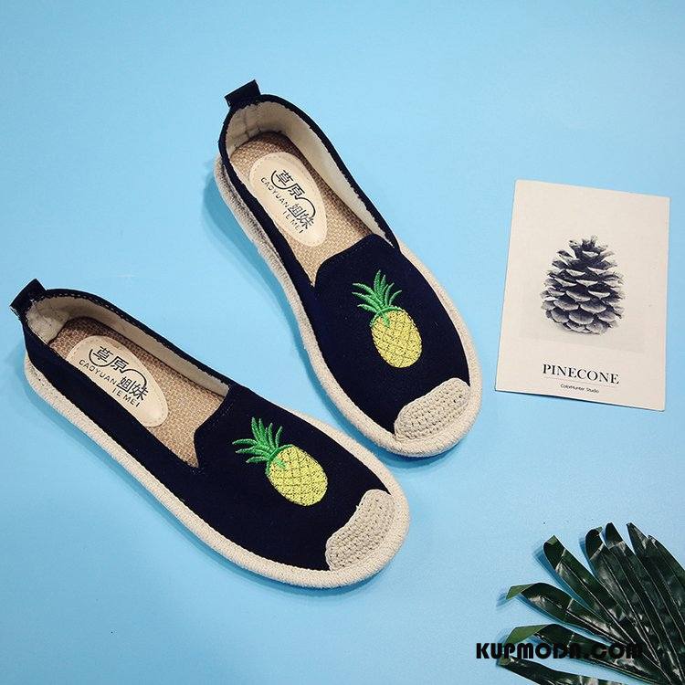 Mokasyny Damskie Casual Canvas Loafers Buty Płaskie Słoma Proszek