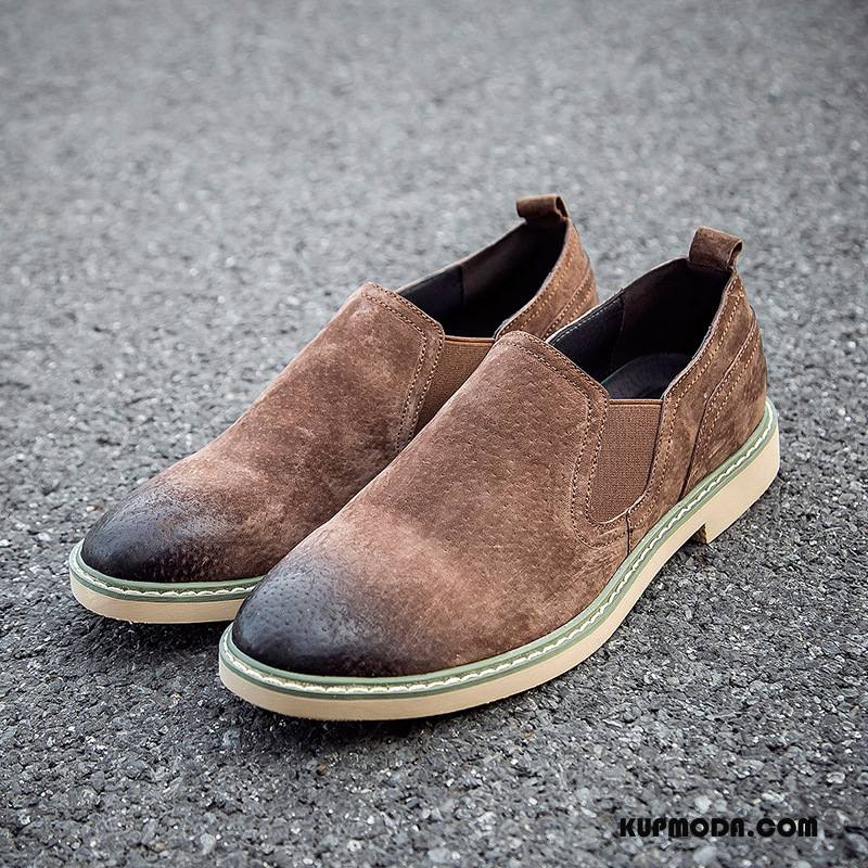 Mokasyny Męskie Vintage Męska Brytyjski Loafers Zima Buty Szary