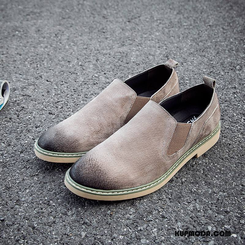 Mokasyny Męskie Vintage Męska Brytyjski Loafers Zima Buty Szary