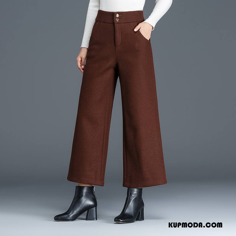 Spodnie Damskie Slim Fit Eleganckie Wysoki Cienkie Moda Tendencja Kawowy