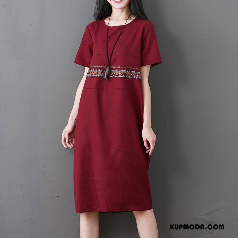 Sukienka Damskie Moda Tendencja Krótki Rękaw 2018 Lato Casual Bordeaux