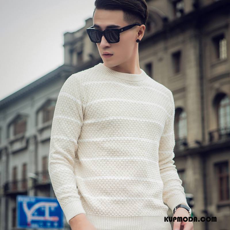 Swetry Męskie Nowy Sweter 2018 Biały