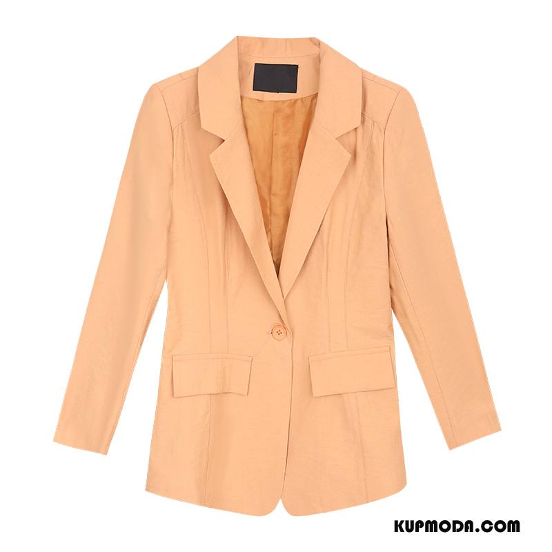 Blezer Damskie Tendencja Topy Wiosna Slim Fit Garnitur Krótki Żółty