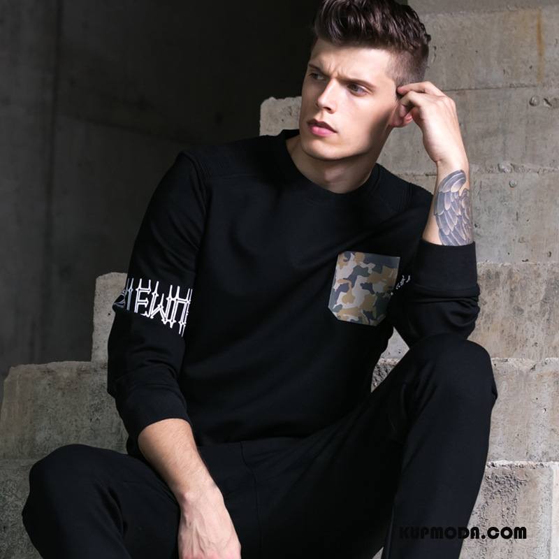 Bluza Z Kapturem Męskie Swag Płaszcz Męska Pullover Bluzy Z Kapturem Zima Czarny