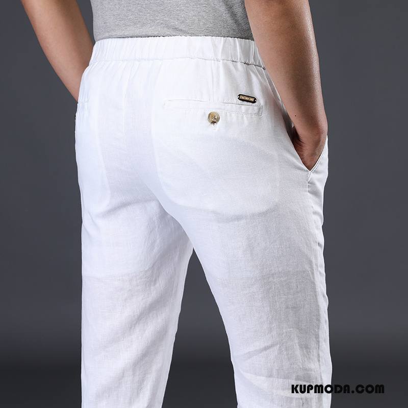 Casualowe Spodnie Męskie Elastyczne Jesień Męska Moda Duży Rozmiar Chiński Styl Biały