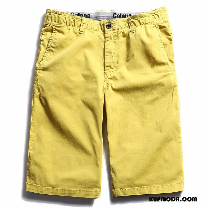 Casualowe Spodnie Męskie Elastyczne Szorty Żółty