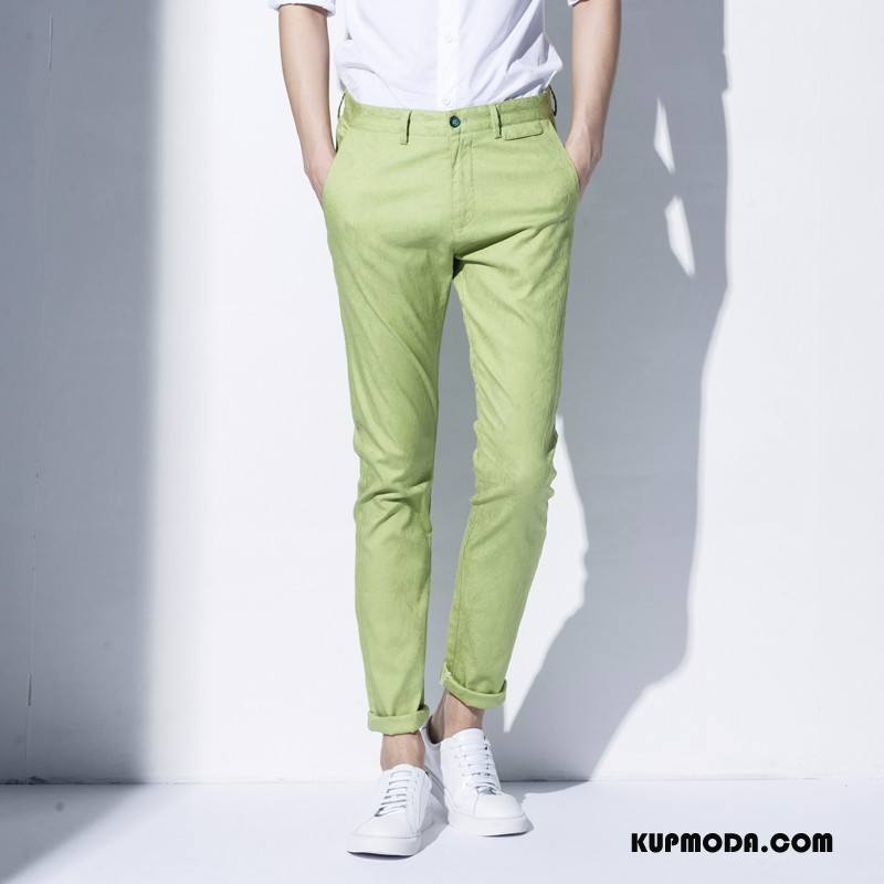Casualowe Spodnie Męskie Nowy Wzór Moda Slim Fit Czysta Zielony