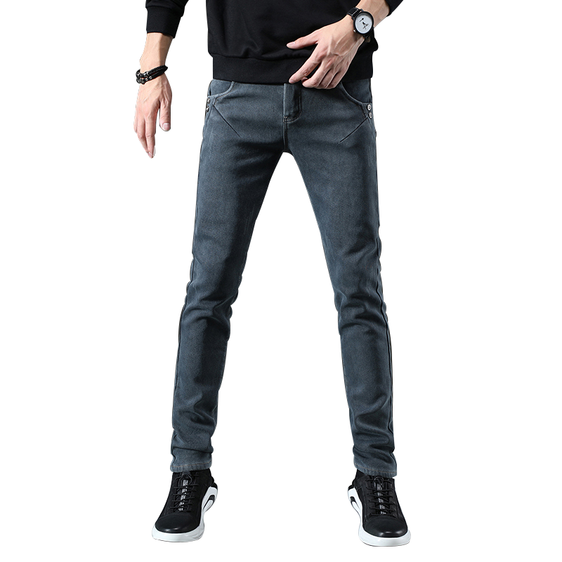 Jeansy Męskie Spodnie Dżinsy Wiosna Slim Fit Denim Nowy Szary